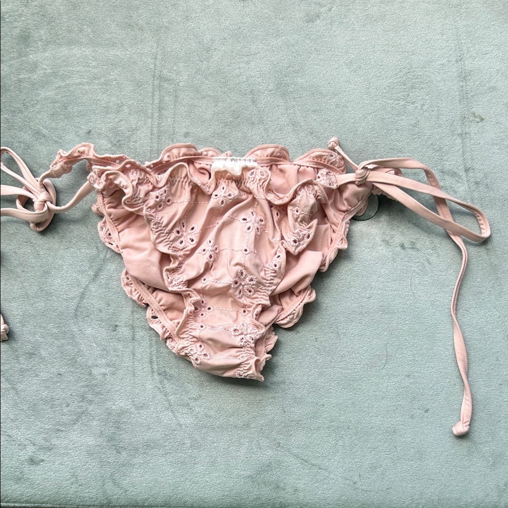H&M Pink Ruffle Eyelet Tie-Side Bikini Bottom